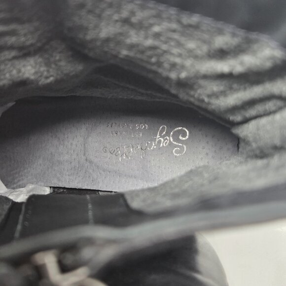 Seychelles Wild Ride Womens 10 Boots Leather Black Block Heel Zip Chelsea Moto - Picture 9 of 10